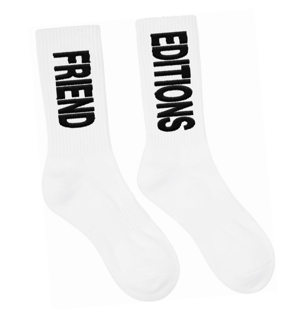 Stretch Monogram Socks  White/Black / Friend Editions