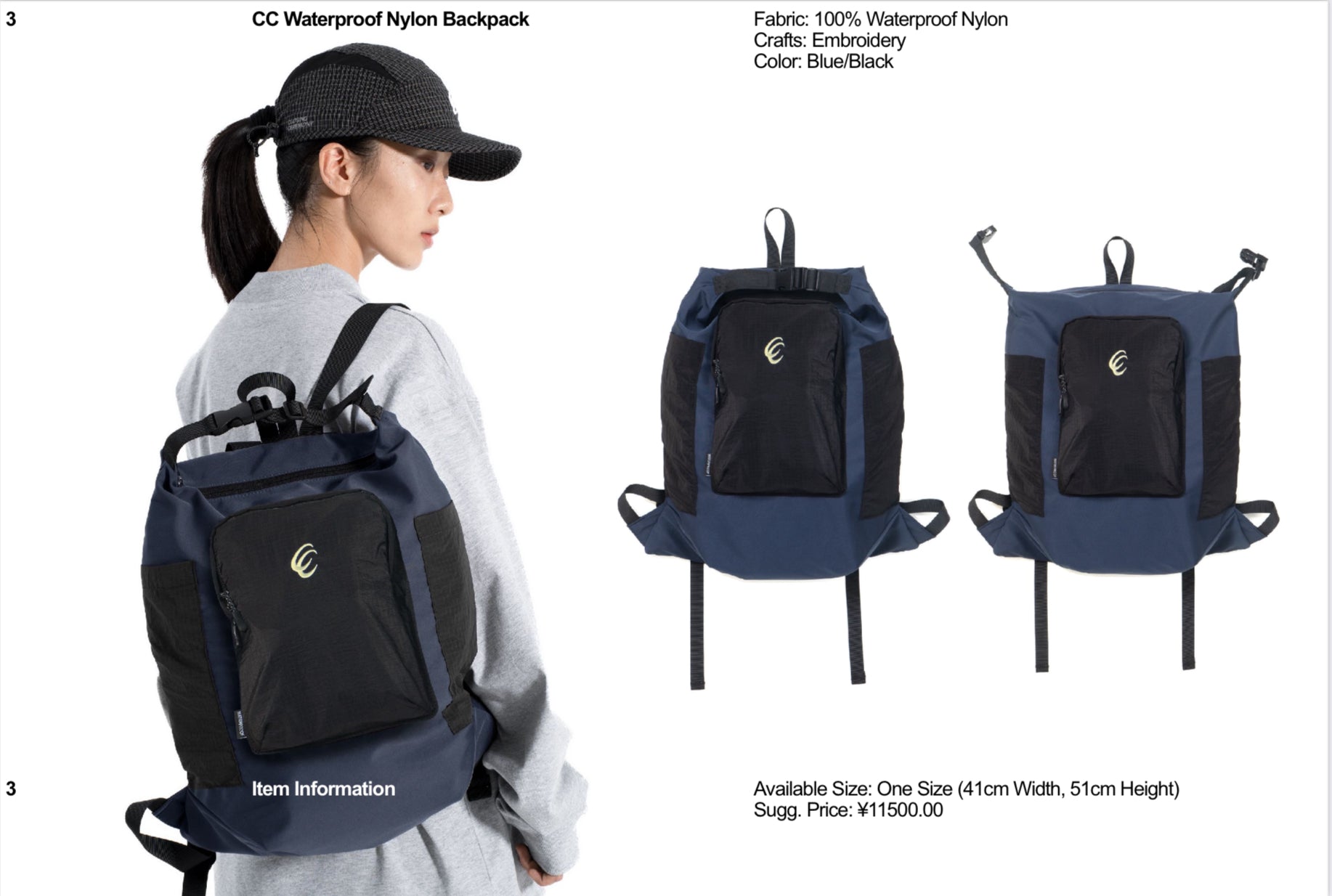 Same Paper amateur / CC Waterproof Nylon Backpack Blue/Black